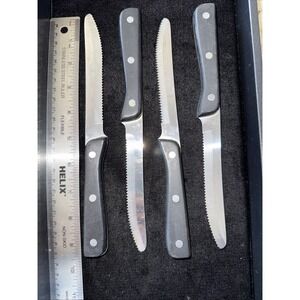Delco Heavy Duty Stainless Steel Serrated 9. 1/4" Steak Knife Lot(4) Knives 5218